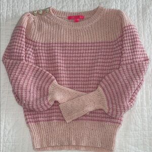 Lilly Pulitzer Pink and Cream Striped Sweater with Button Accents